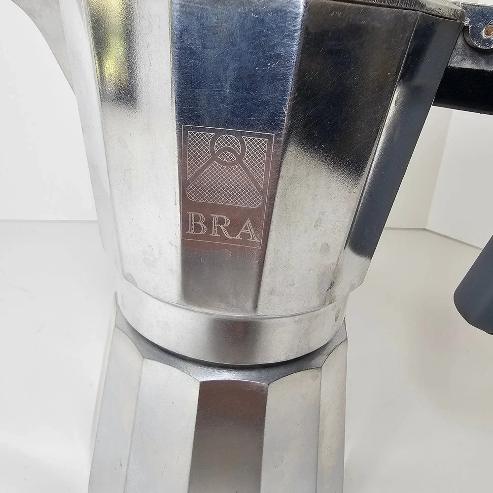 BRA Aluminum 6 cup Espresso Maker Moka Pot Stovetop Coffee